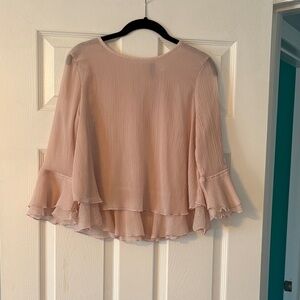H&M Soft Blush Pink Ruffled Long-Sleeve Blouse